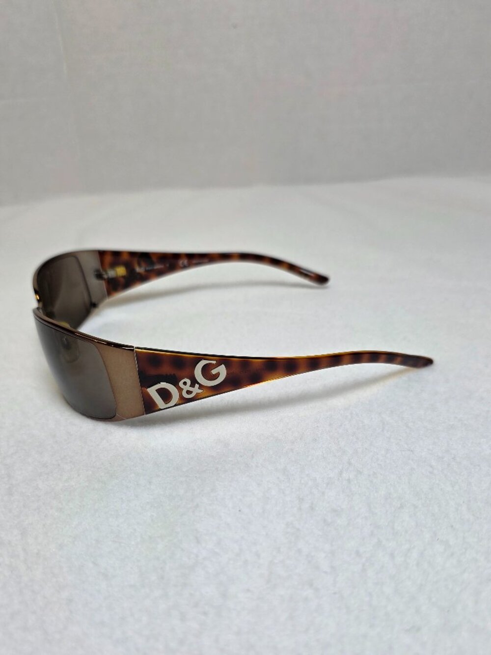 D&G Dolce & Gabbana Vintage Y2K Wrap Sunglasses Tortoise Brown 6010 W/ Case